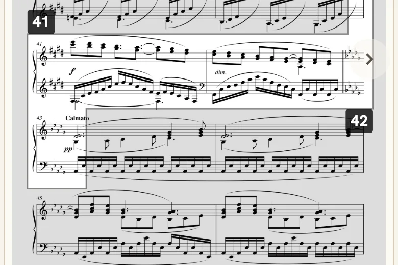 The full-score practice view in Quaverley with the plan's bars highlighted