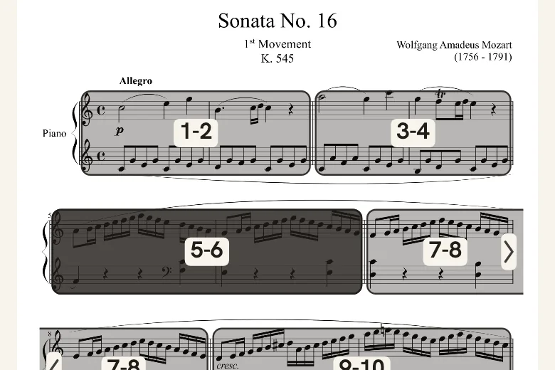 A score's bars and sections found for you in Quaverley