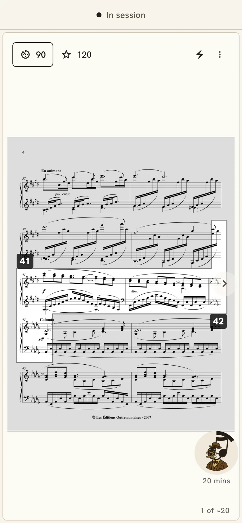 Full-score practice view